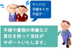 手順や書類の準備など
責任を持って当社がサポートいたします。